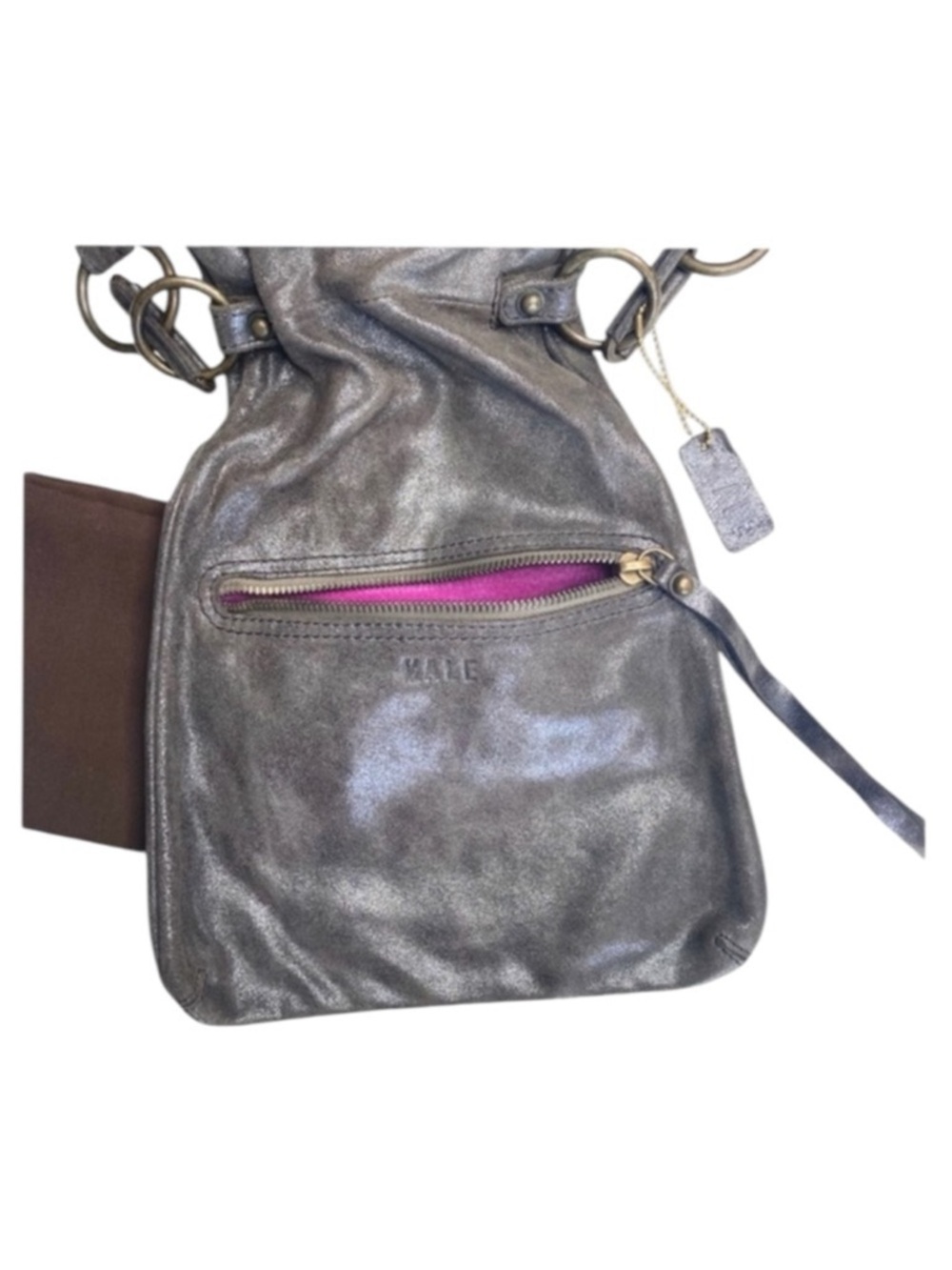 HTF: new Kale ༄ Diego Edgy Messenger Handbag Bag ༄ Mineral Metallic Leather ༄ - Picture 11 of 16